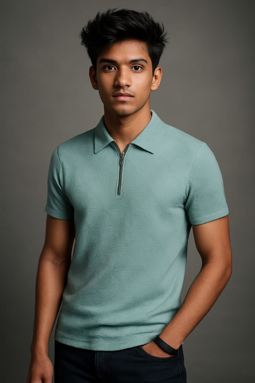 blue polo t-shirt
